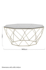 Allure Hexagon Coffee Table With Brushed Nickel Base
