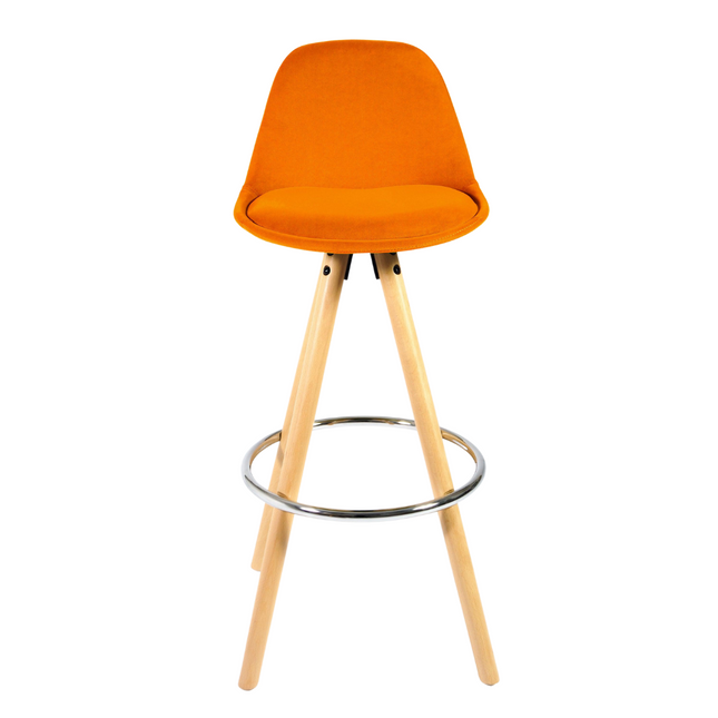 Barcelona Bar Stools Matte Velvet - Terracotta Orange