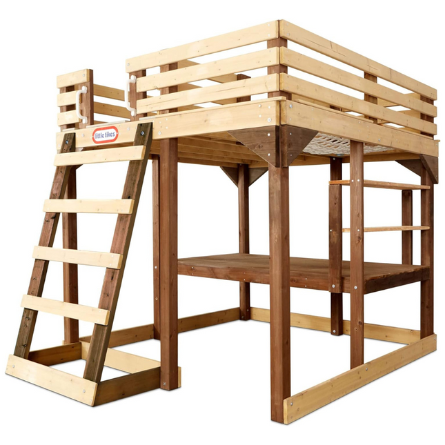 Little Tikes Wooden 4-In-1 Study Fort 5ft Loft Bed Set-50743658006-Bargainia.com