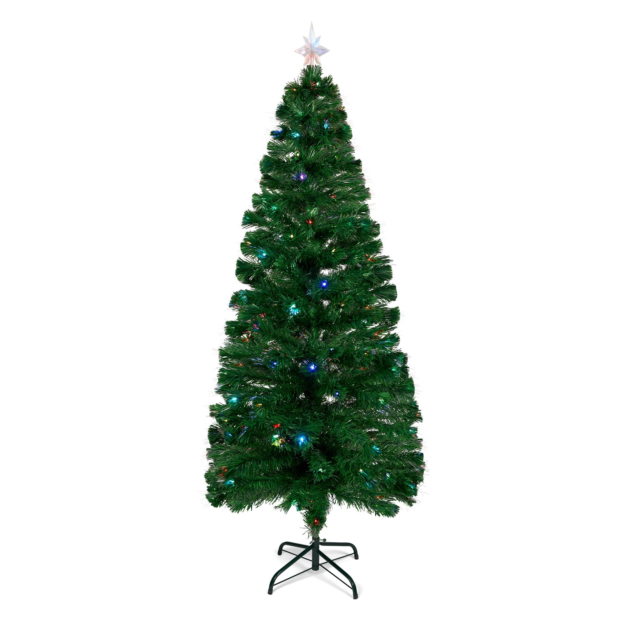 6FT Artificial Christmas Tree With Fibre Optics With Star - Bargainia.com - 5056150211860 - 92280