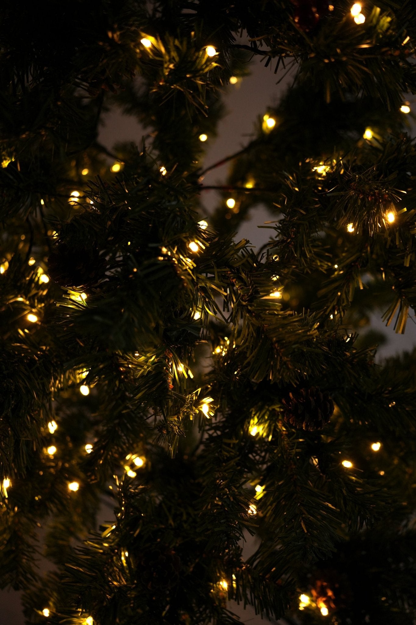 6FT Artificial Christmas Tree With Pine Cones & Red Berries Pre - Lit - Warm White LED Lights - Bargainia.com -  - 97010