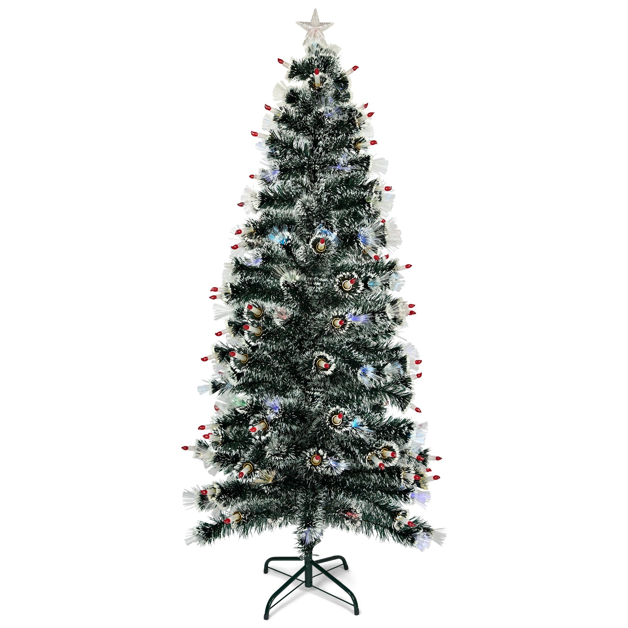 6ft Fibre Optic Christmas Tree with Candle Lights - Bargainia.com - 5056150211877 - 92281