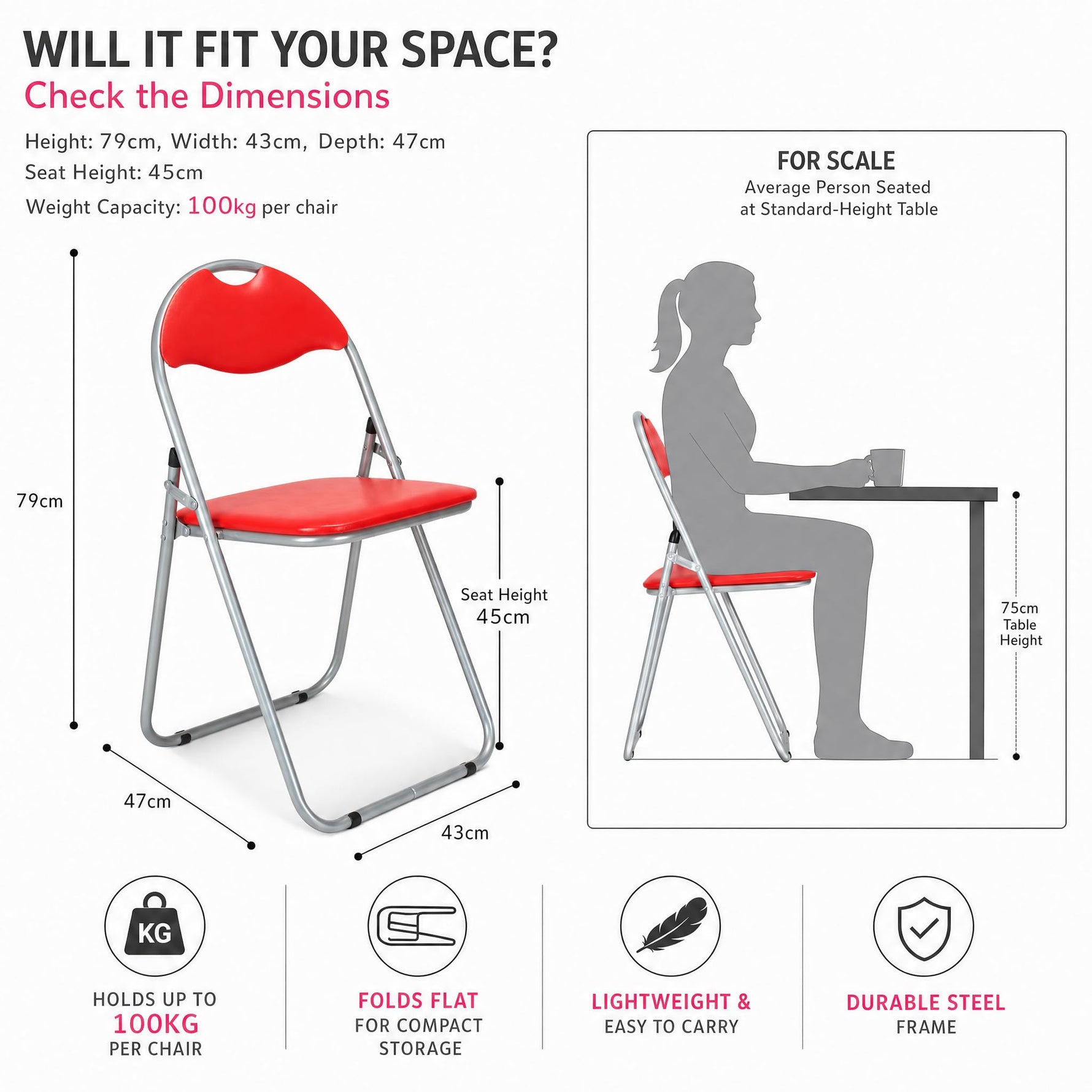 Bravich Candy Folding Chair - Red