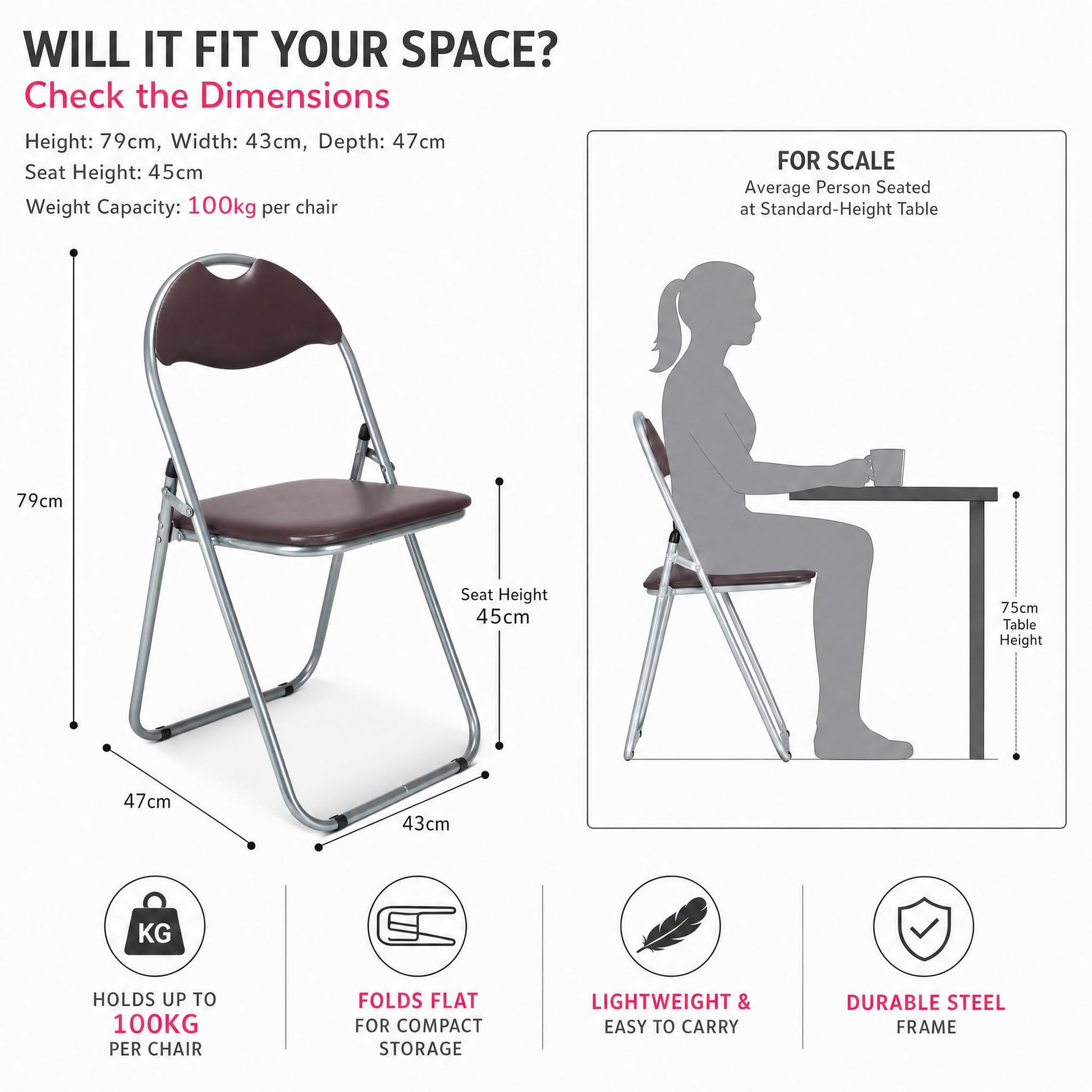 Bravich Candy Folding Chair - Brown