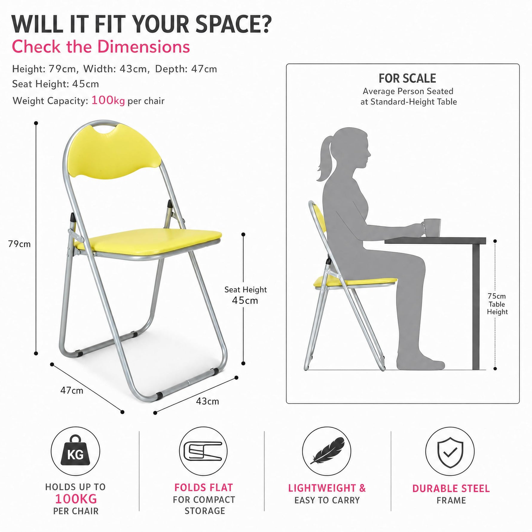 Bravich Candy Folding Chair - Yellow