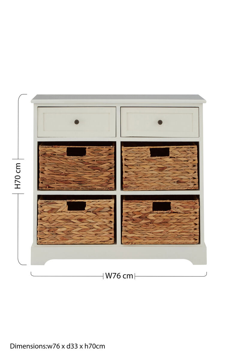 Vermont Ivory 2 Drawer 4 Baskets Cabinet