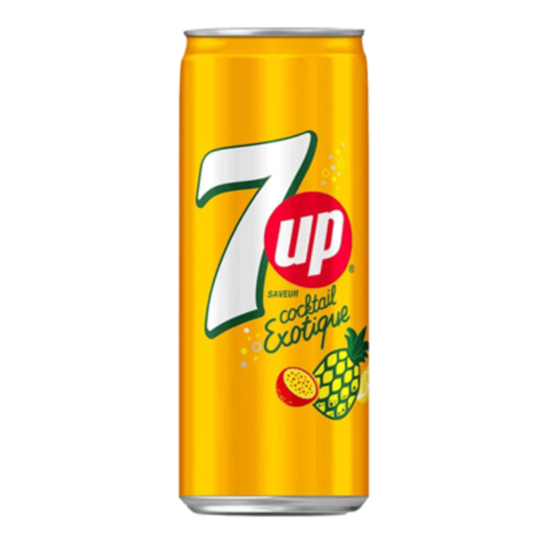 7UP Saveur Cocktail Exotique Can 24 x 330ml (UA Import) - Bargainia.com - 