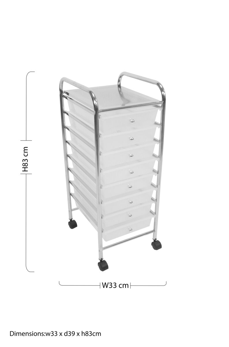 8 White Plastic Drawers Trolley - Bargainia.com - 5018705721842