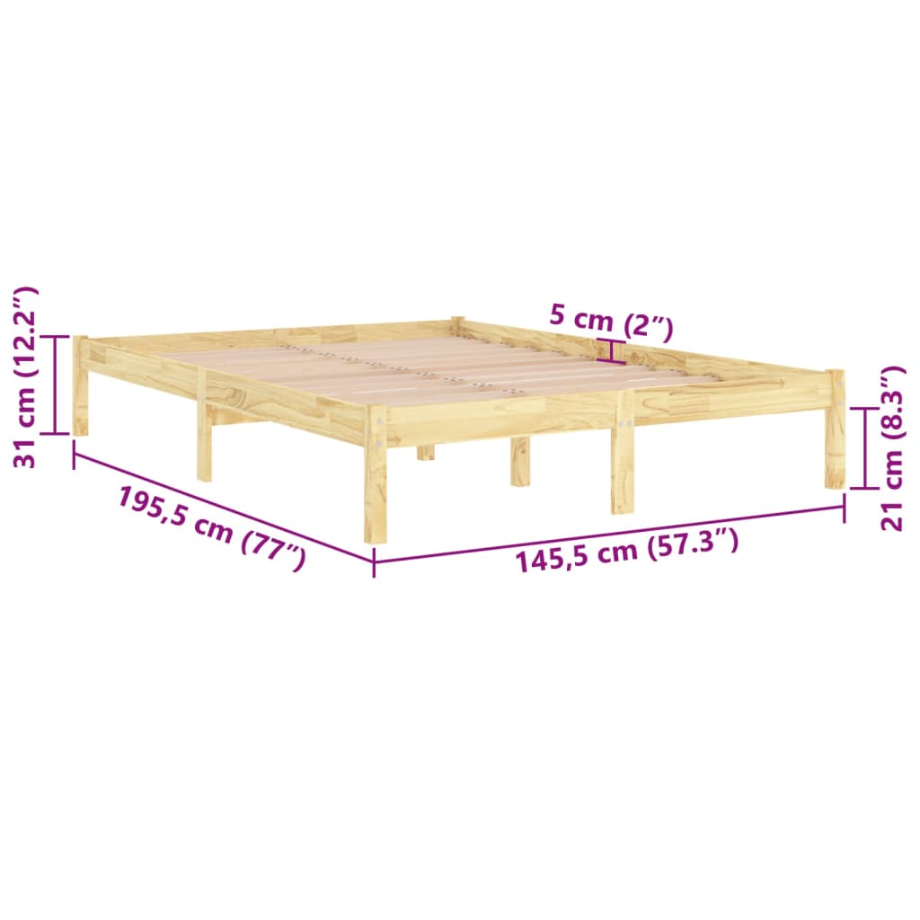 809997 vidaXL Bed Frame without Mattress Solid Wood 140x190 cm - Bargainia.com - 8720286762233 - 809997