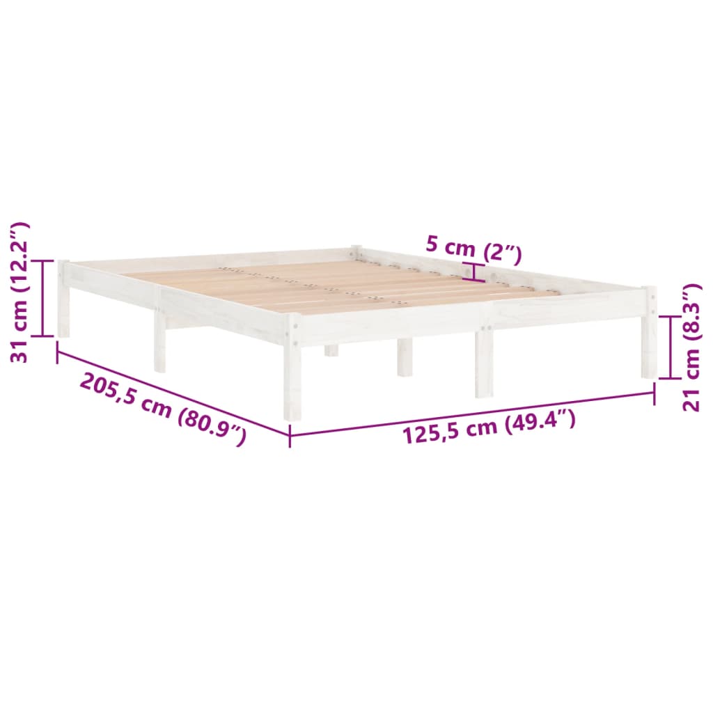 810013 vidaXL Bed Frame without Mattress White Solid Wood 120x200 cm - Bargainia.com - 8720286762394 - 810013