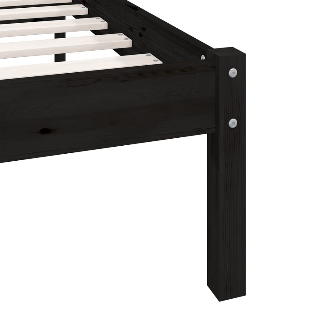 810106 vidaXL Bed Frame without Mattress Black Solid Wood 200x200 cm - Bargainia.com - 8720286671832 - 810106
