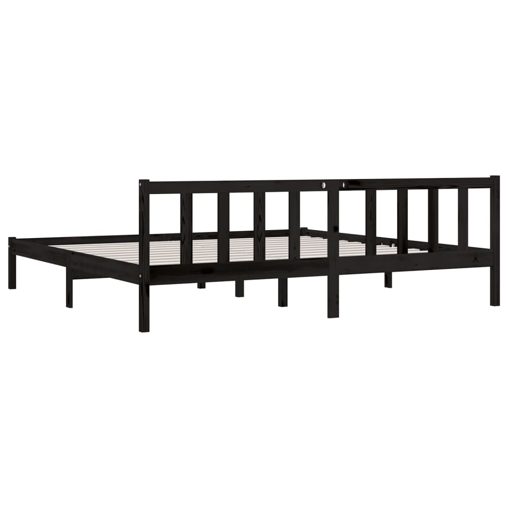 810106 vidaXL Bed Frame without Mattress Black Solid Wood 200x200 cm - Bargainia.com - 8720286671832 - 810106