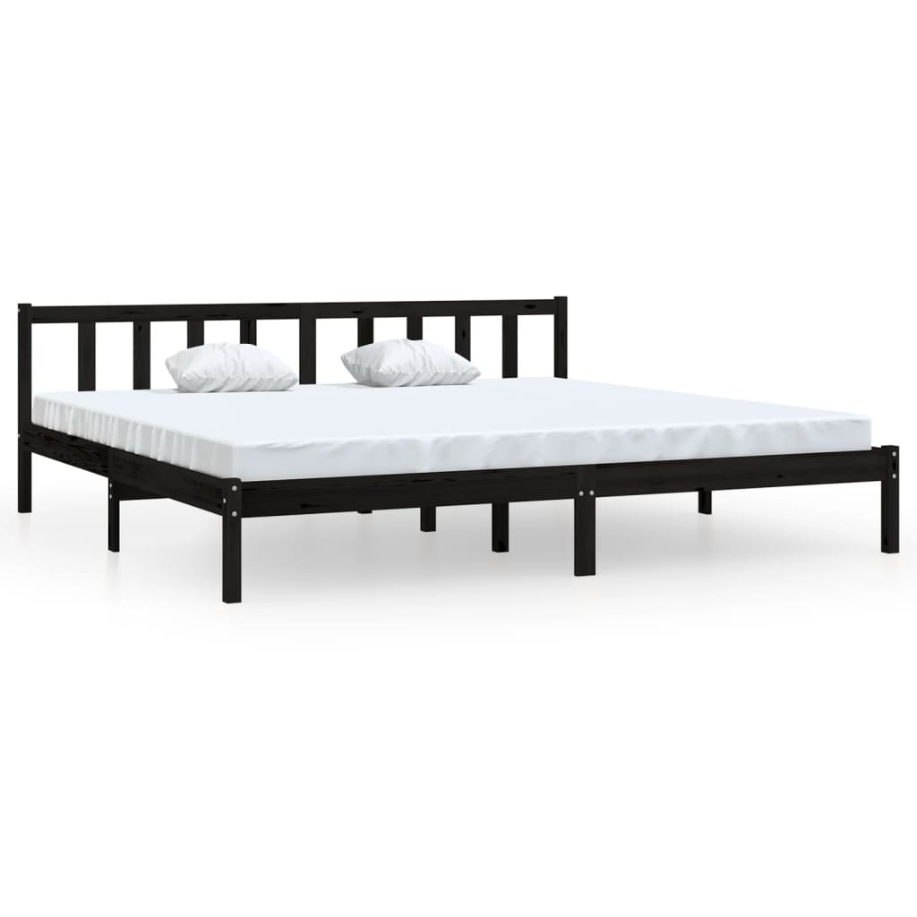 810106 vidaXL Bed Frame without Mattress Black Solid Wood 200x200 cm - Bargainia.com - 8720286671832 - 810106