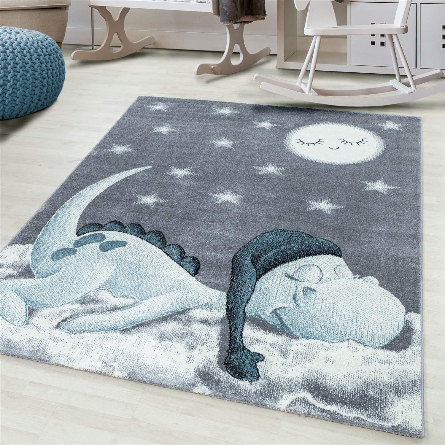 Blue Sleeping Dinosaur Kids Rug - Bambi