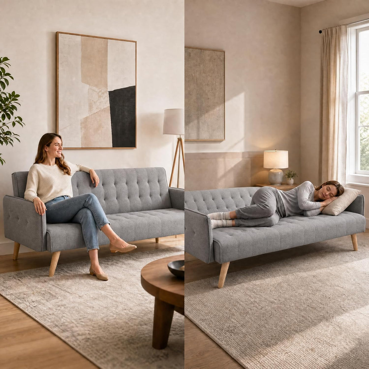 Canapé-lit double 3 places Mario Click Clack - Gris