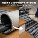 Texas Grey Lines Striped Stair Runner, Hessian Backed Hallway Runner, Grey and Charcoal, Low 9mm Pile, Custom Lengths