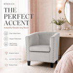 Light Grey Velvet Tub Chair, Stilo Compact Accent Armchair with Tufted Back, Dressing Table and Bedroom Chair