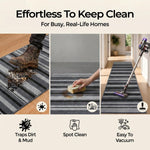 Texas Grey Lines Striped Stair Runner, Hessian Backed Hallway Runner, Grey and Charcoal, Low 9mm Pile, Custom Lengths