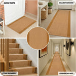 Beige Border Stair Runner, Classic Neutral Hallway Carpet Runner, Flexible Hessian Backed, 60cm Wide, Custom Length