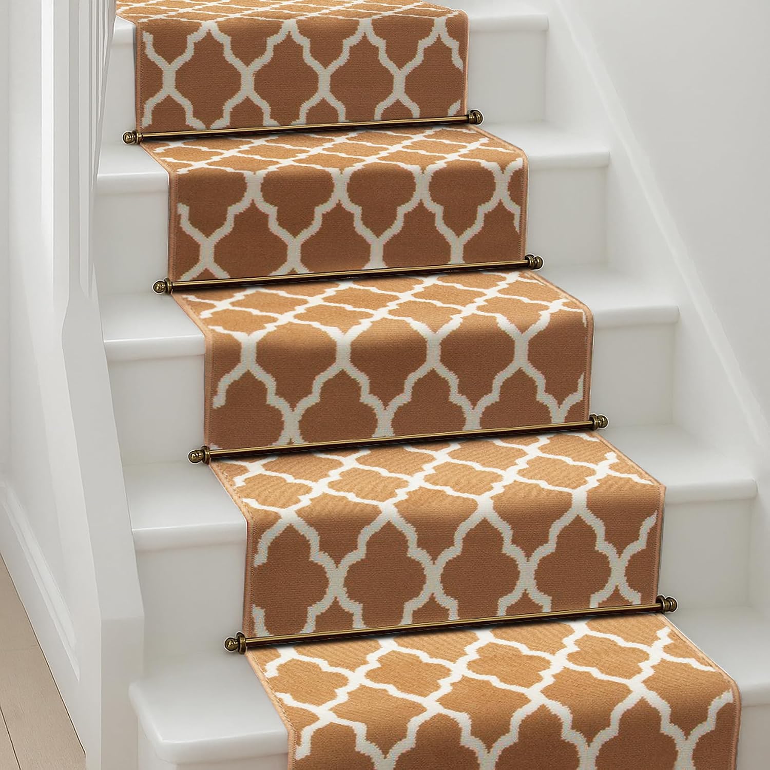 Texas Beige Trellis Stair Runner, Hessian Backed Hallway Carpet Runner, 60cm Wide, 9mm Low Pile, Custom Lengths