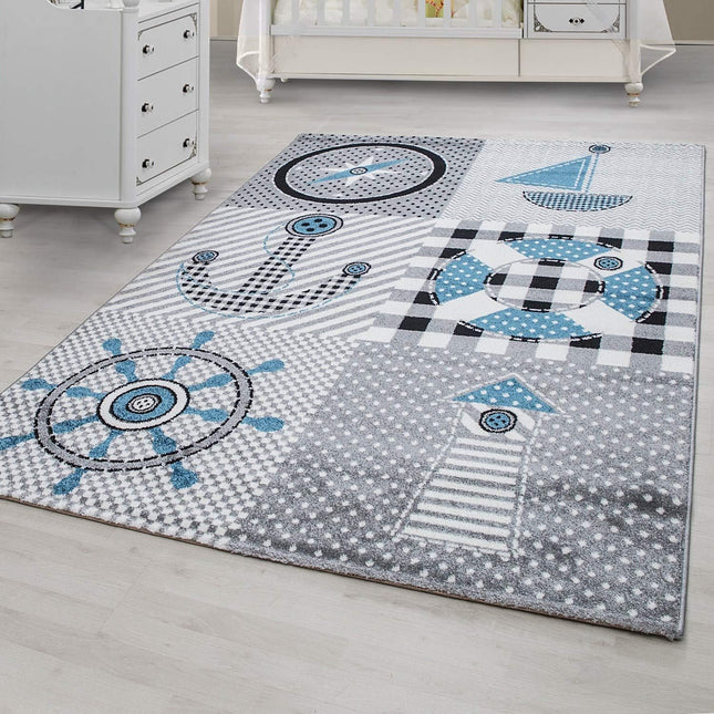 Blue & Grey Nautical Rug - Kids