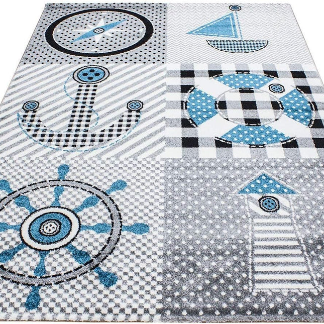 Blue & Grey Nautical Rug - Kids