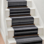 Texas Grey Lines Striped Stair Runner, Hessian Backed Hallway Runner, Grey and Charcoal, Low 9mm Pile, Custom Lengths