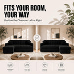 Milo Black Corner Sofa Bed with Storage - Velvet Sofa Bed & Pull Out Bed