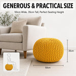 Handmade Knitted Pouffe Footstool 50cm - Yellow