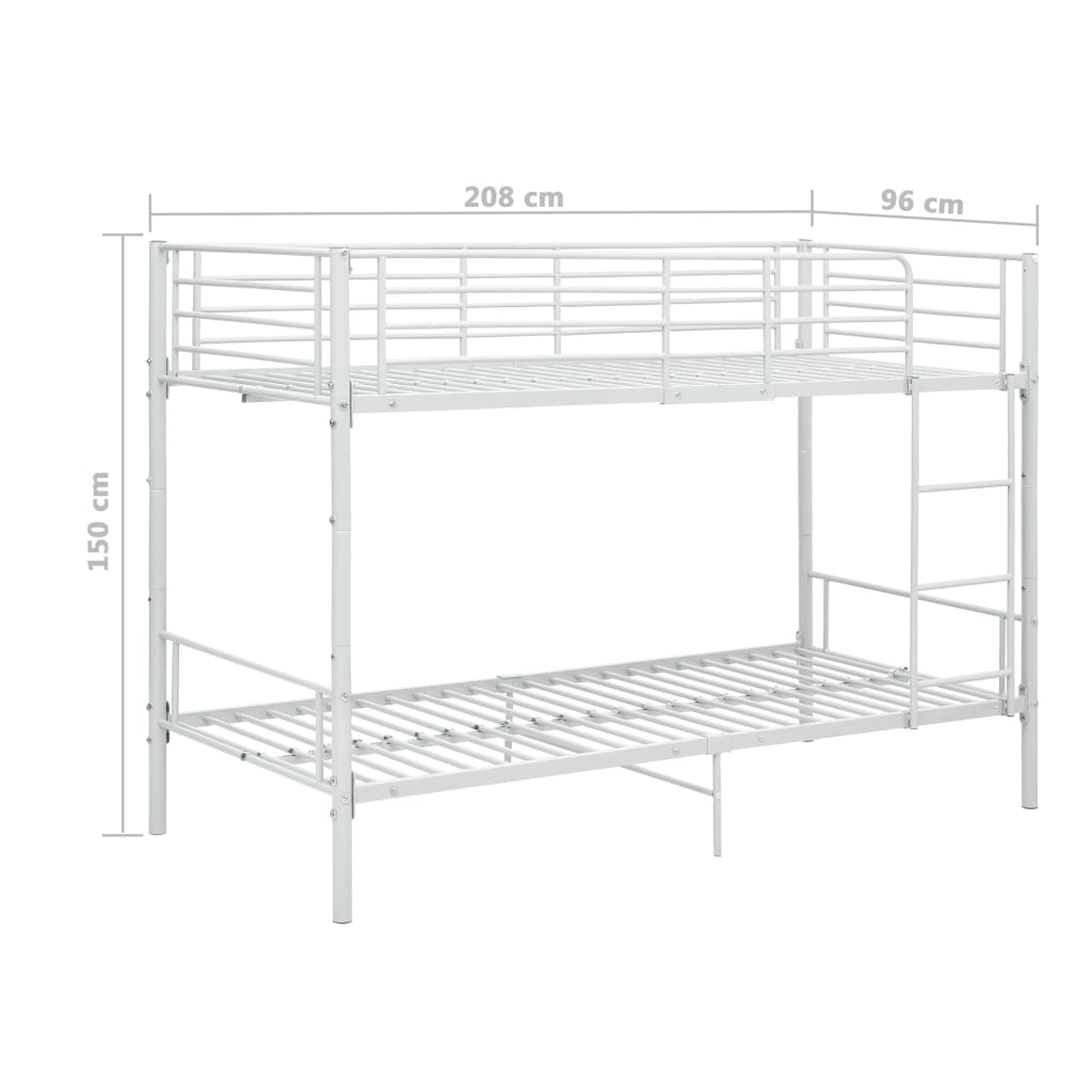 Bunk Bed without Mattress White Metal 90x200cm