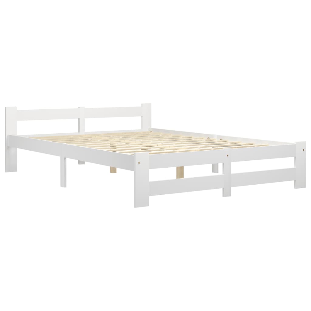 Bed Frame without Mattress White Solid Pine Wood 120x200 cm