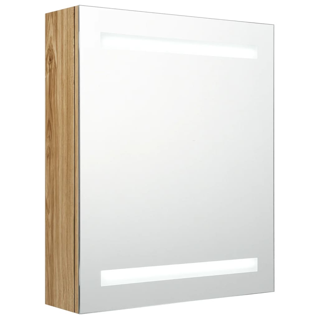 LED Bathroom Mirror Cabinet Oak 50x14x60 cm