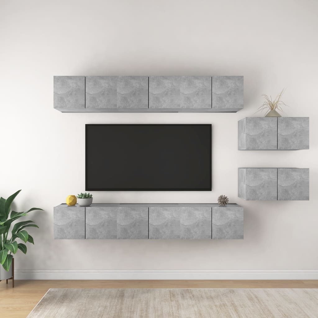 TV Cabinets 8 pcs Concrete Grey Engineered Wood
