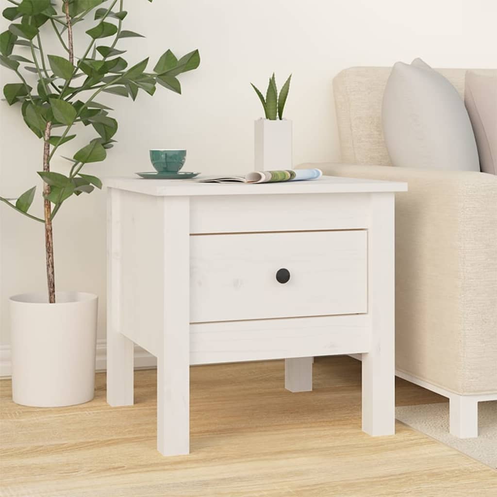 Side Tables 2 pcs White 40x40x39 cm Solid Wood Pine