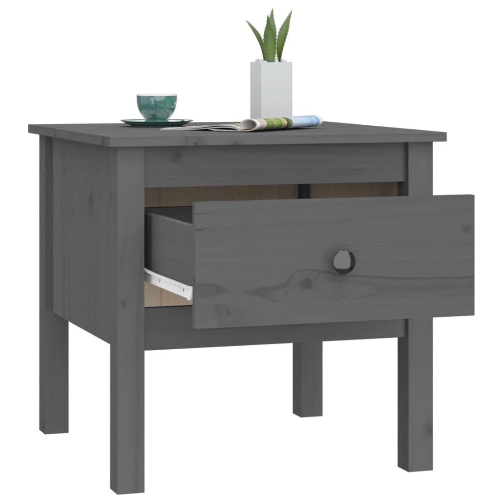 Side Table Grey 50x50x49 cm Solid Wood Pine