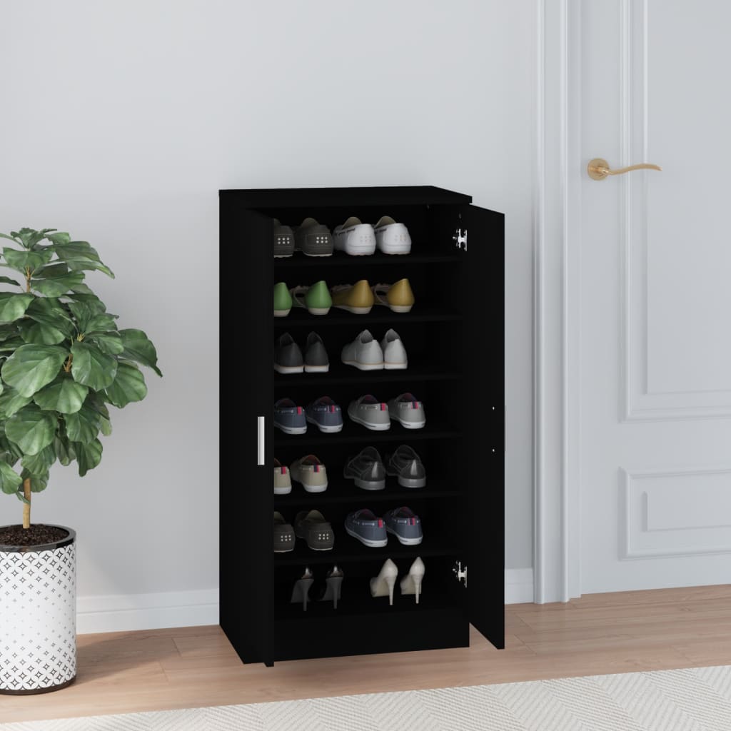 Shoe Cabinet Black 55x35x108 cm Engineered wood