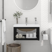 Bathroom Washbasin Frame with Built-in Basin Black Iron
