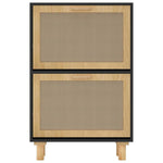 Shoe Cabinet Black 52x25x80 cm Engineered Wood&Natural Rattan