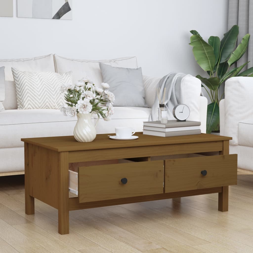 Coffee Table Honey Brown 100x50x40 cm Solid Wood Pine