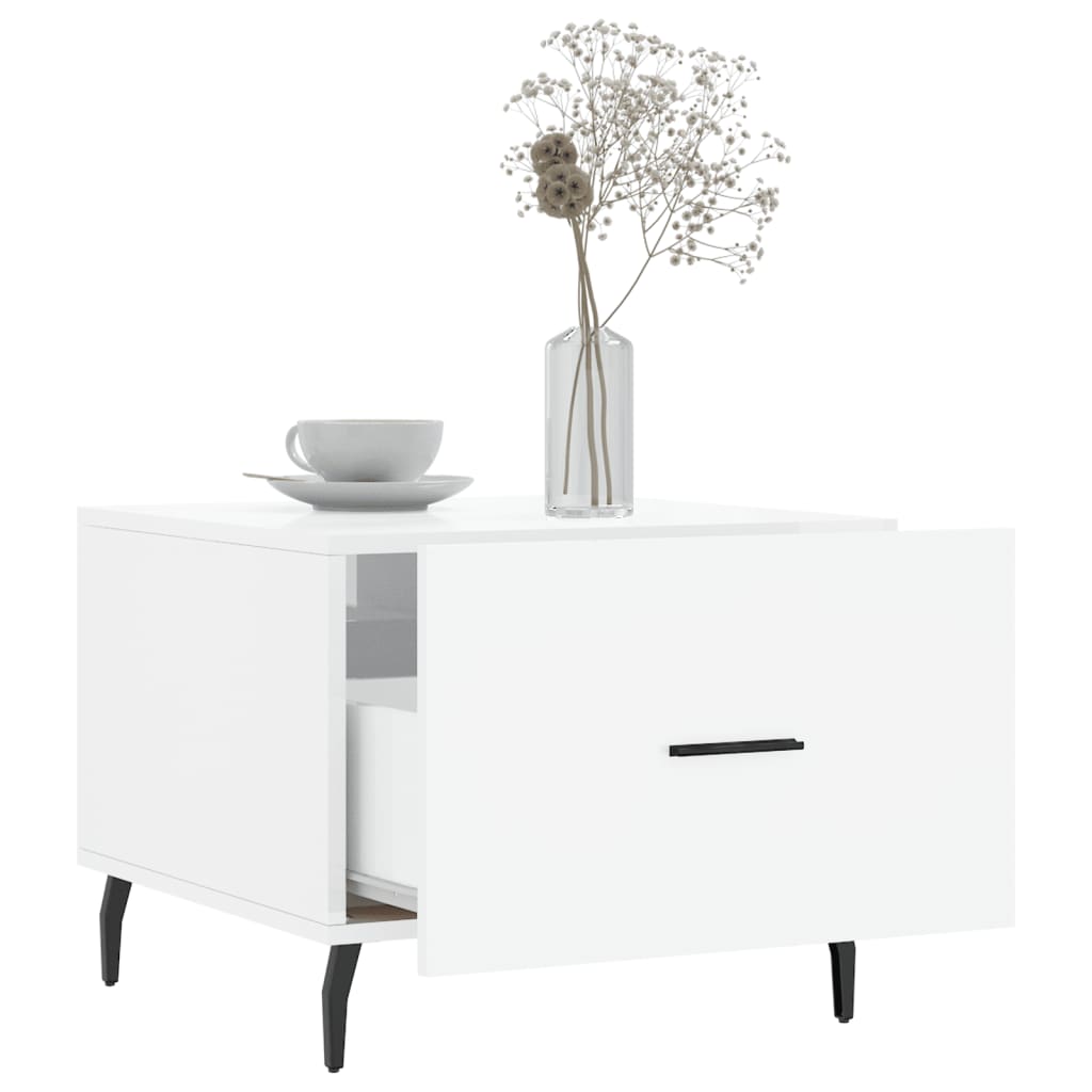 Coffee Table High Gloss White 50x50x40 cm Engineered Wood