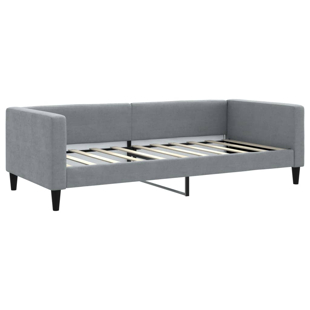 Daybed with Trundle and Mattresses Light Grey 90x190 cm Fabric