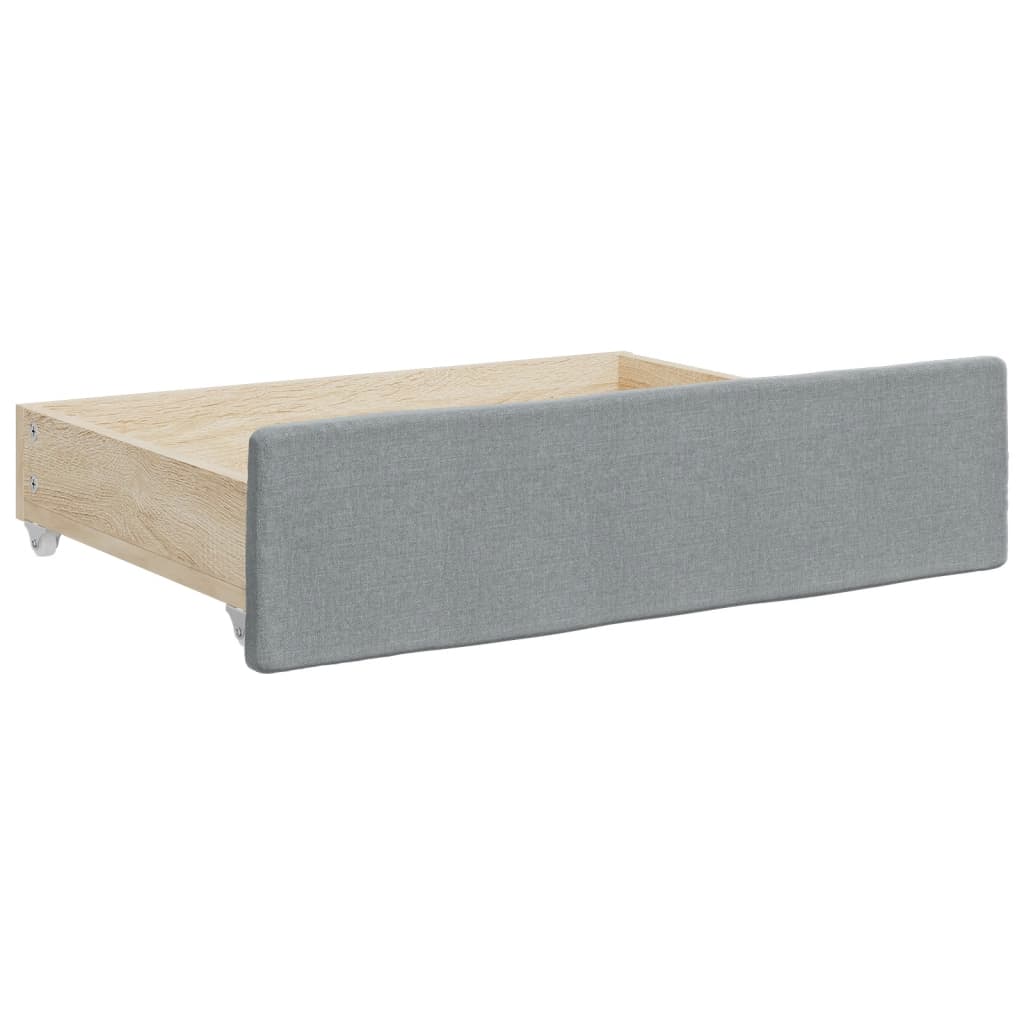 Daybed with Trundle and Drawers Light Grey 90x190 cm Fabric