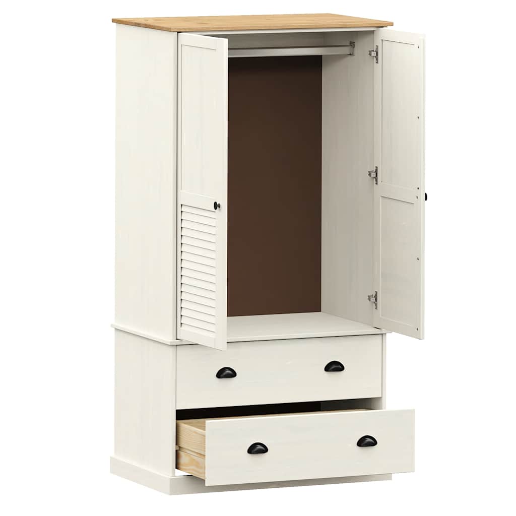Wardrobe VIGO White 90x55x170 cm Solid Wood Pine