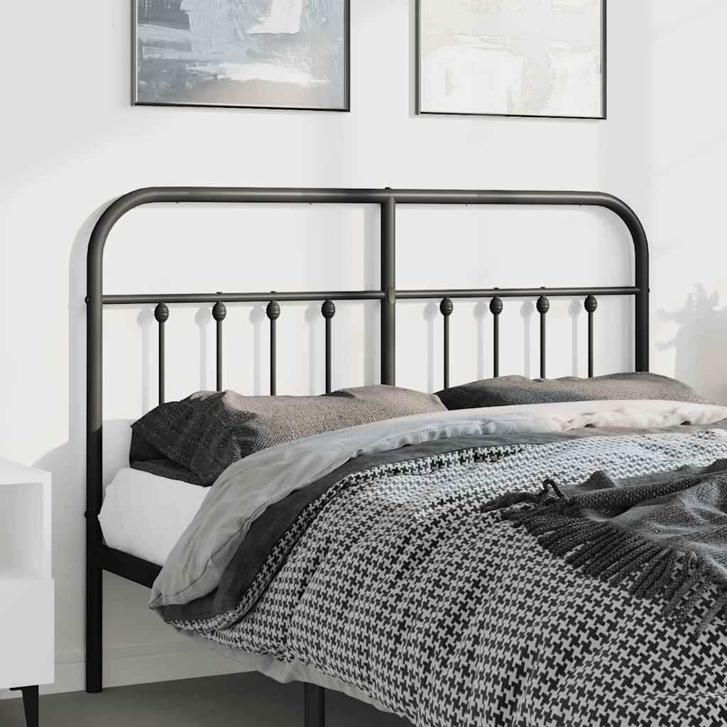 Metal Headboard Black 135 cm