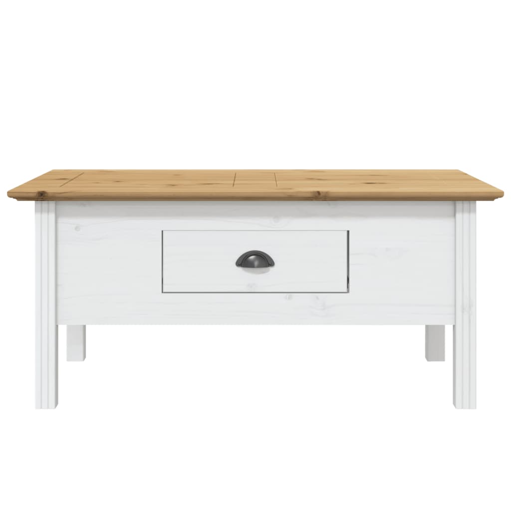 Coffee Table BODO White and Brown 100x55x45 cm Solid Wood Pine