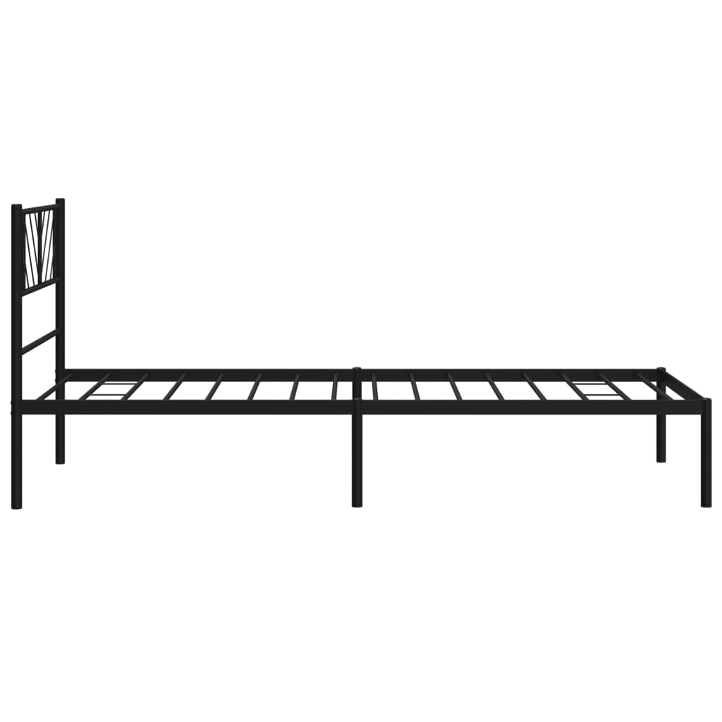 Metal Bed Frame without Mattress with Headboard Black 100x190cm