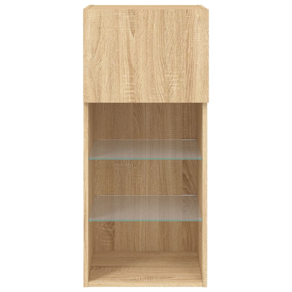 TV Cabinets with LED Lights 2 pcs Sonoma Oak 40.5x30x90 cm