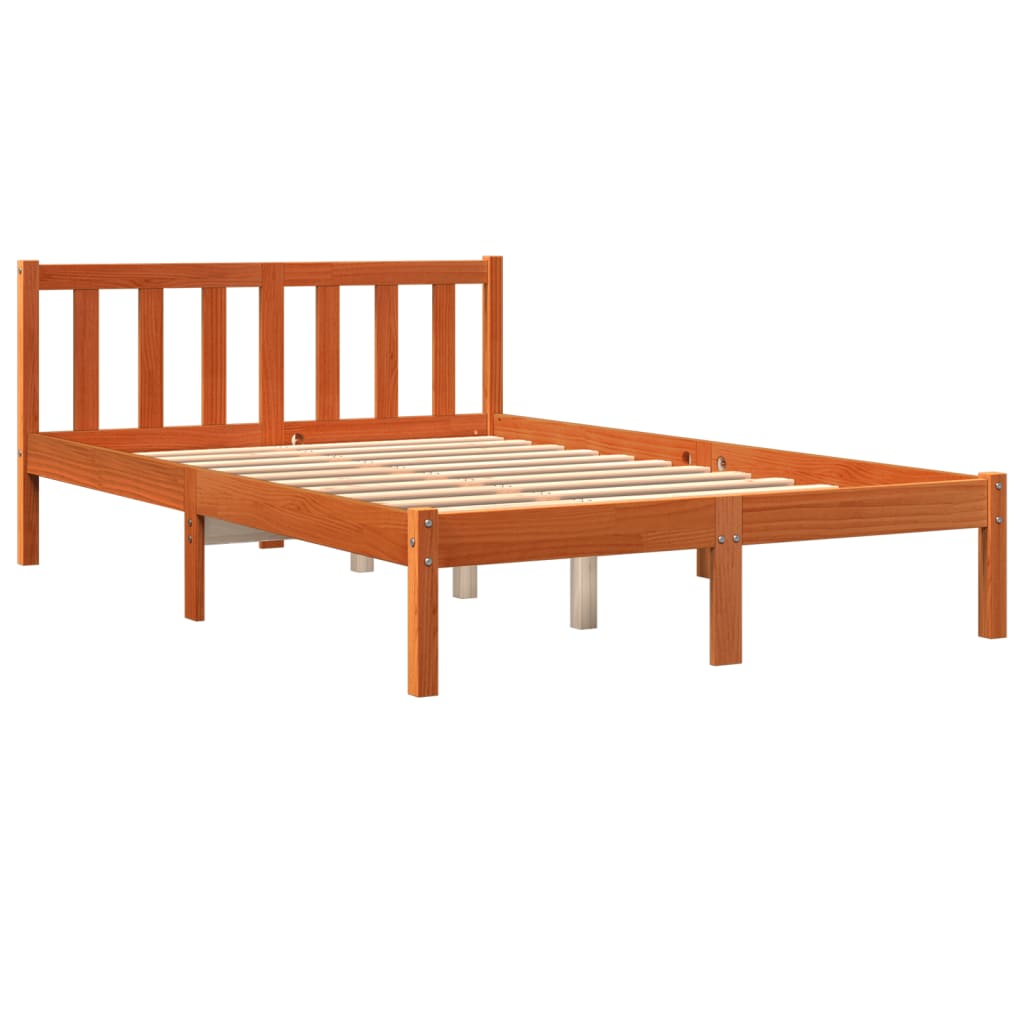 Bed Frame without Mattress Wax Brown 140x200 cm Solid Wood Pine