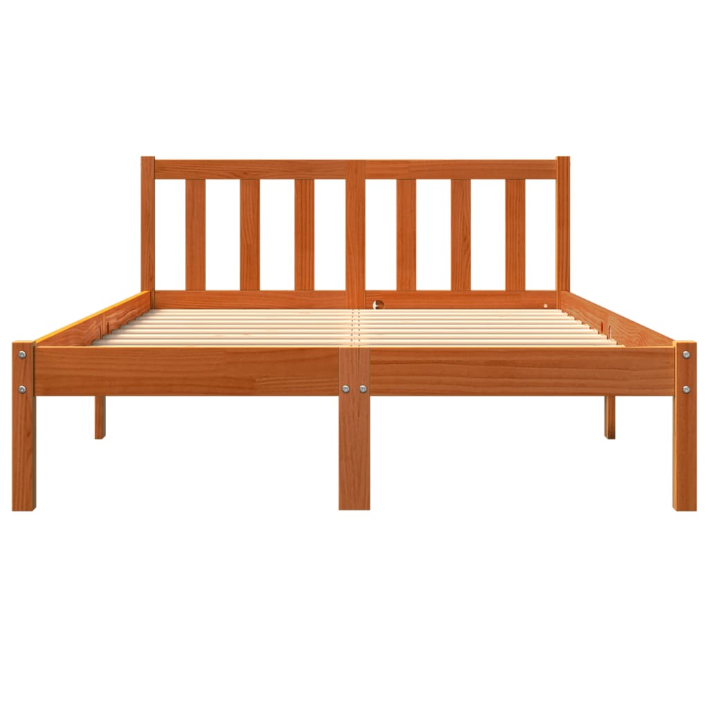 Bed Frame without Mattress Wax Brown 140x200 cm Solid Wood Pine