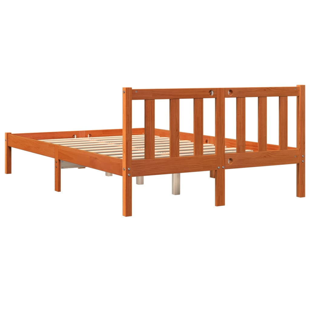 Bed Frame without Mattress Wax Brown 140x200 cm Solid Wood Pine